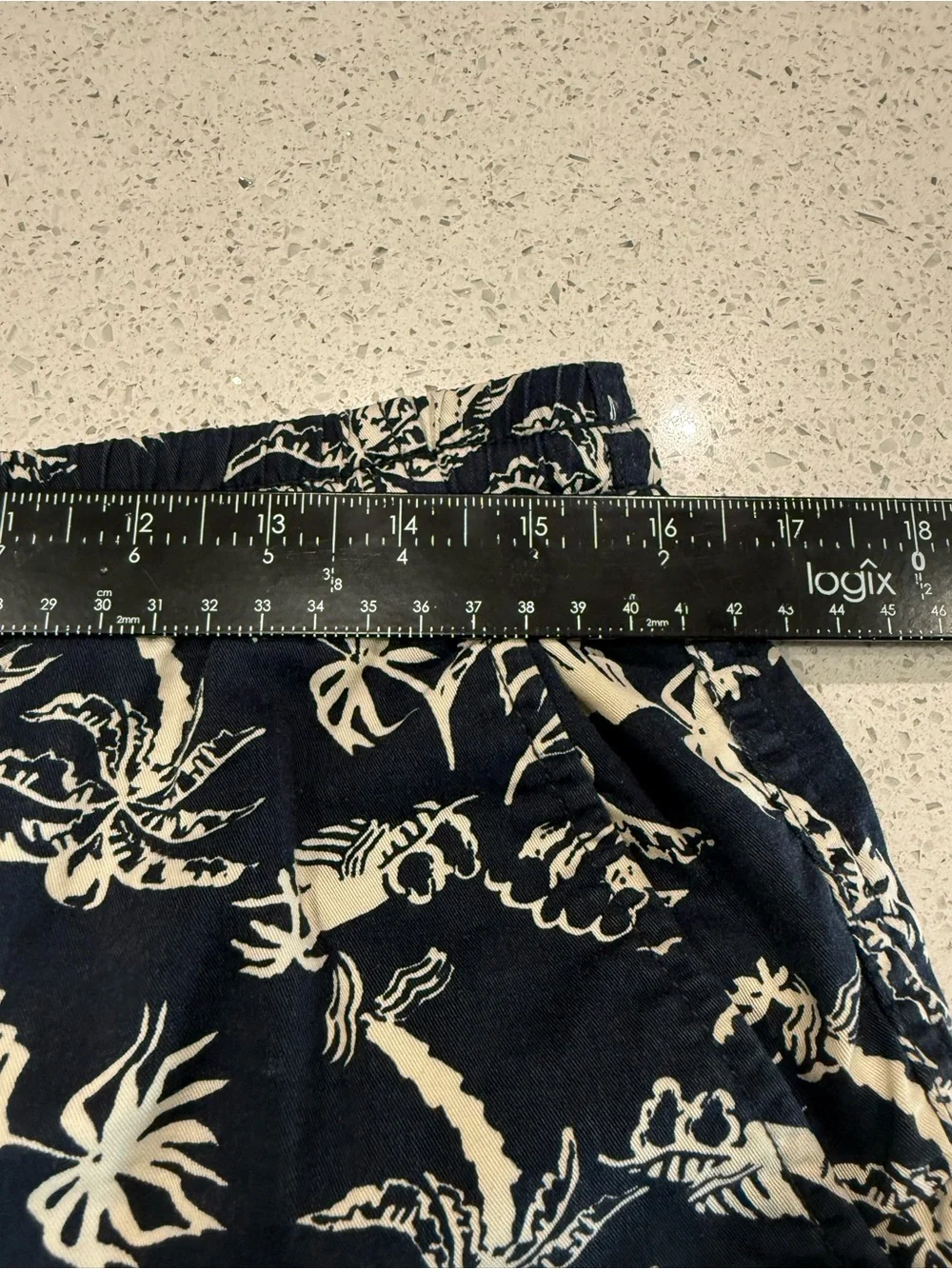 J. Crew Navy Shorts with Cream Tropical Print Size M M1